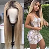 360 Lace Front Human Hair Wig Brown And Blond Highlight Wigs Brazilian Remy