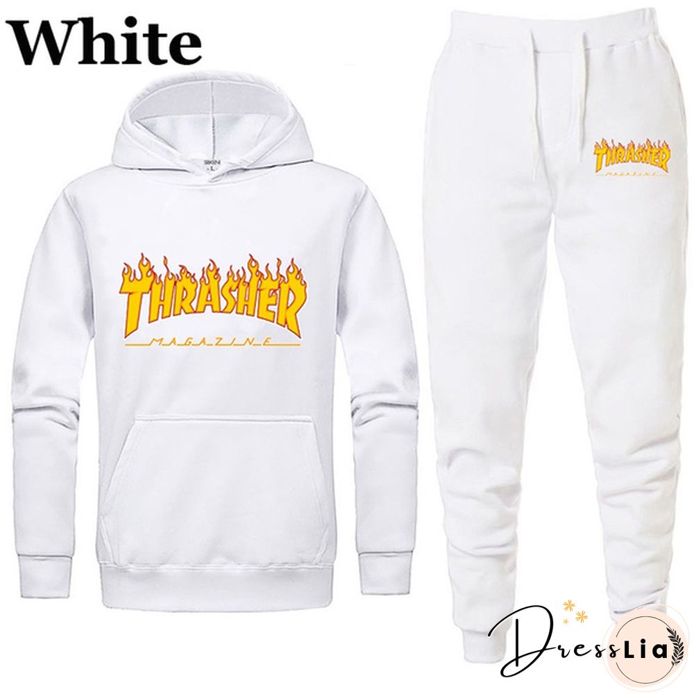 Womens Men Hoodie Set Ladies Trackeduits Fashion Pullover Top Long Jogging Trousers Pcs