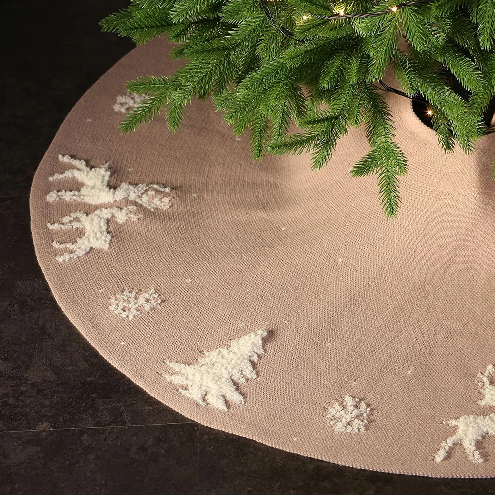 Knitted three-dimensional terry moose Christmas tree decorative tree skirt
