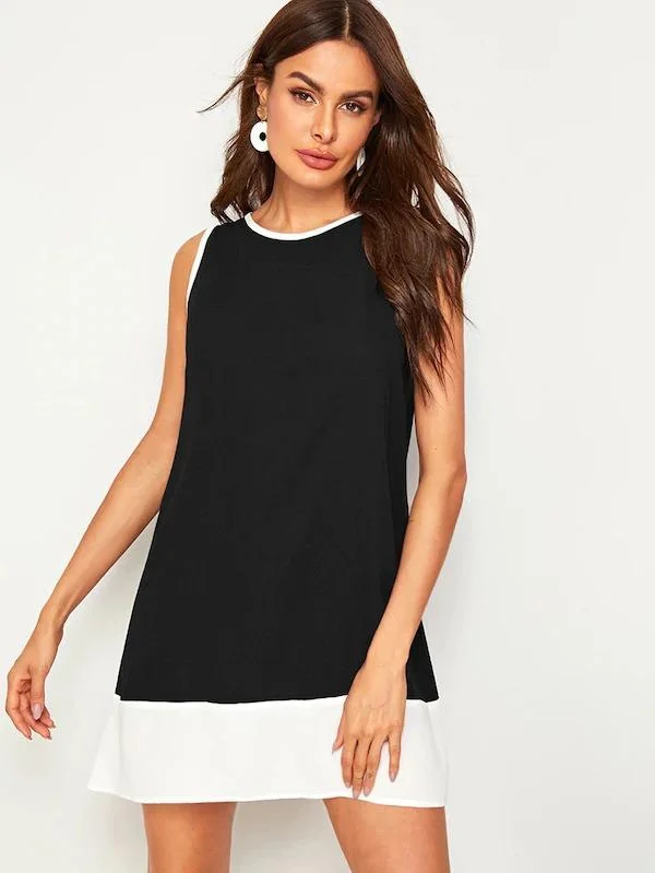 Keyhole Back Colorblock Ringer Dress