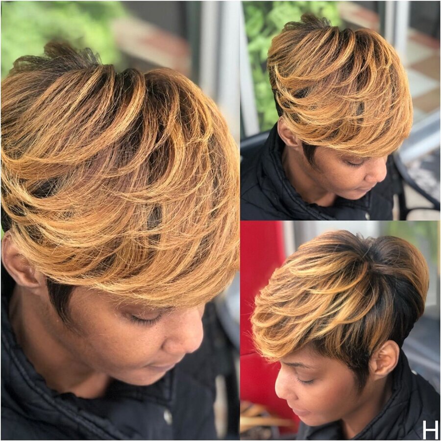 🔥Hot| Short Curly HD Lace Front Glueless Wigs Highlight Short Wavy Bob Pixie Cut With Bangs US Mall Lifes
