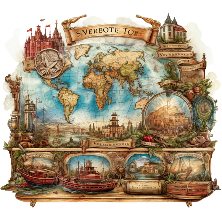 World Map 40*40CM(Canvas) Diamond Painting gbfke