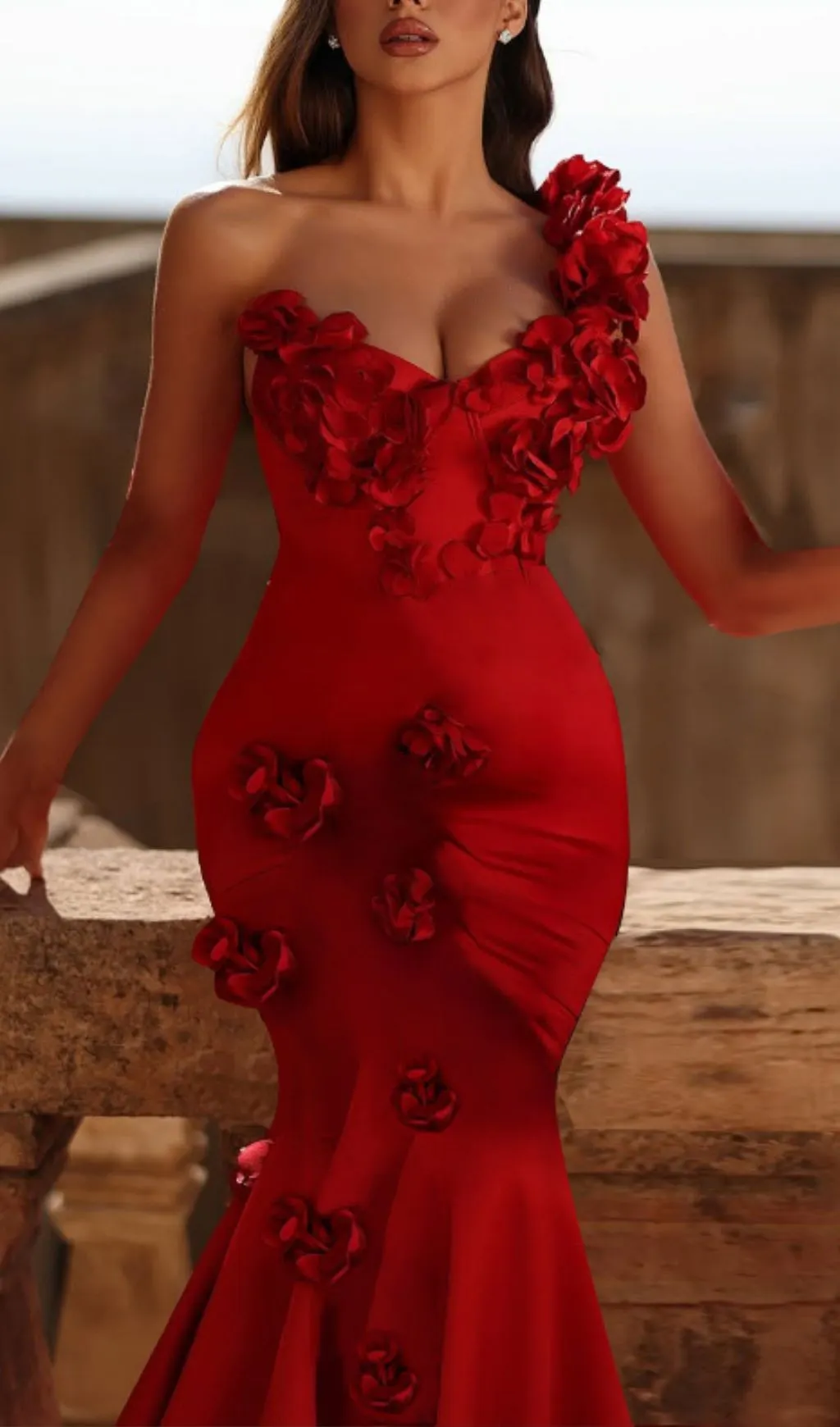 strapless open back dress Hazel Red Bandage Halter Backless Maxi Dress – Mara Blak main image 0