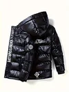 Kid Boys Letters Print Hooded -padded Jacket Metallic Warm Coat