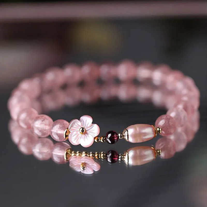 Strawberry Quartz Peach Blossom Love Bracelet