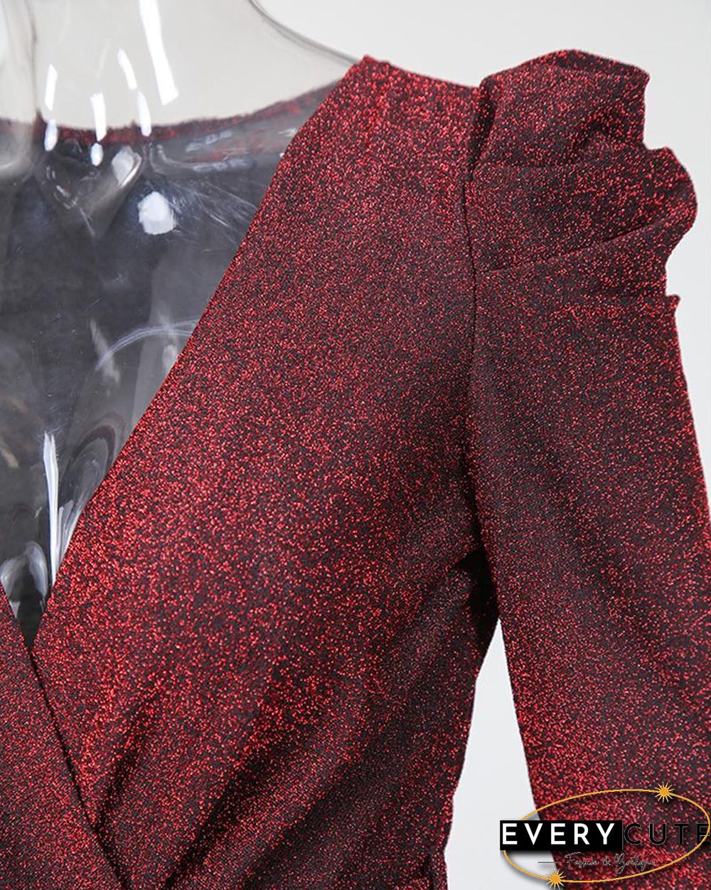 Shiny Ruched Tie Waist Wrap Irregular Dress P14744