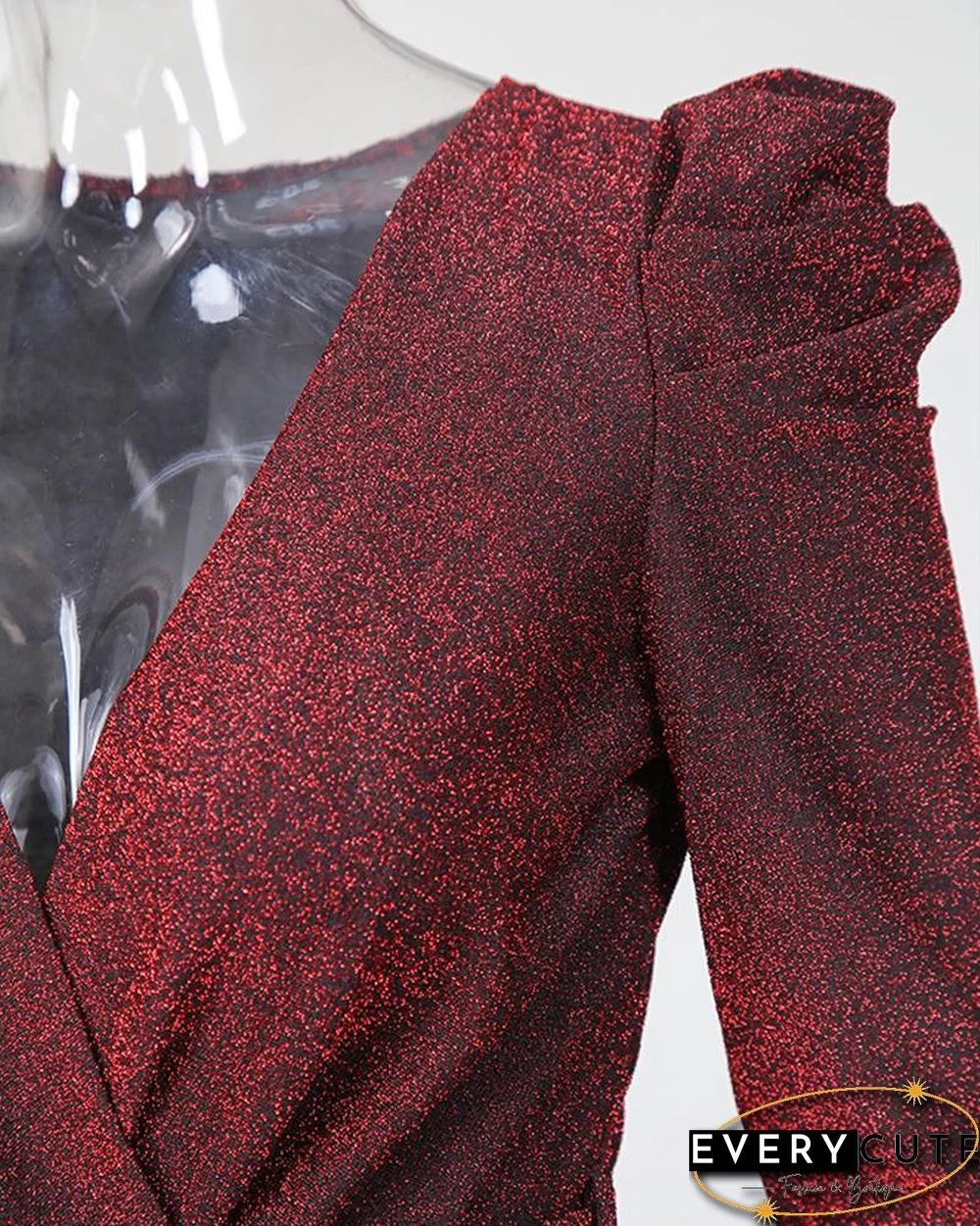 Shiny Ruched Tie Waist Wrap Irregular Dress P14744