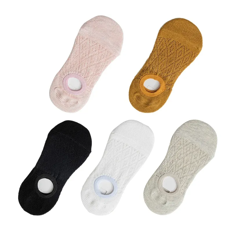 5 Pairs/Set Women Silicone Non-slip Invisible Socks Summer Solid Color Mesh Ankle Boat Socks Female Cotton Slipper No Show Socks