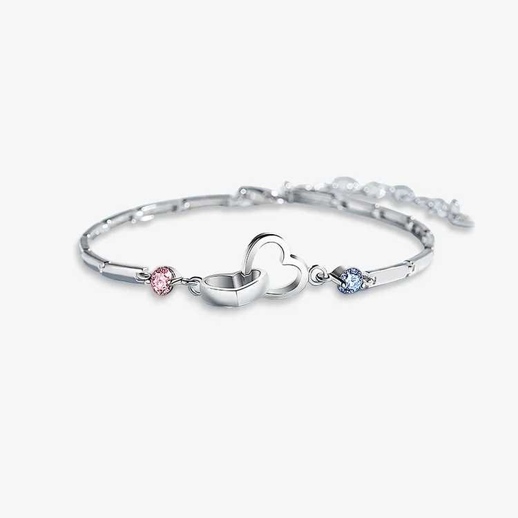 For Bonus Daughter - Always Shine Like The Brightest Star Double Heart and Diamond Bracelet
