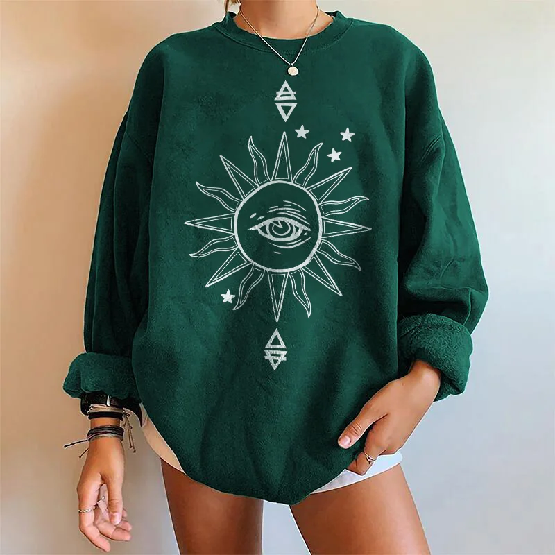   Sun With Mysterious Eye Print Trendy Women’s Sweatshirt - Neojana