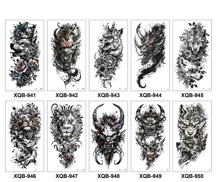 10 Sheets Art Waterproof Half Arm Temporary Tatto