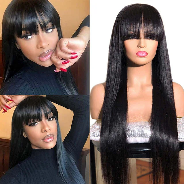 Jewtribute Hair®|Body Wave With Bangs Brazilian Wigs For Women 