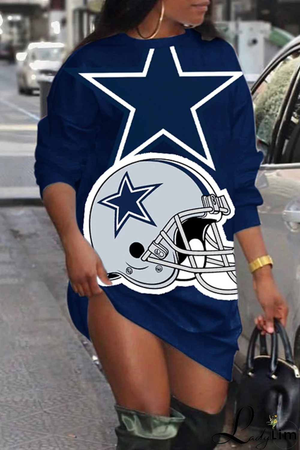 Green Fashion Casual Print Basic O Neck Long Sleeve Plus Size Dresses