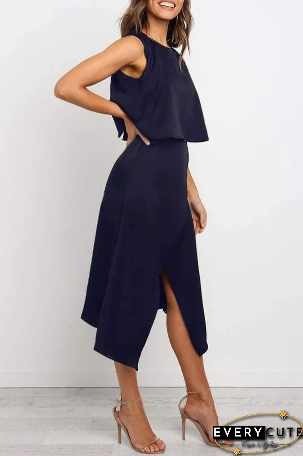 Sexy Casual Sleeveless Slit Dress