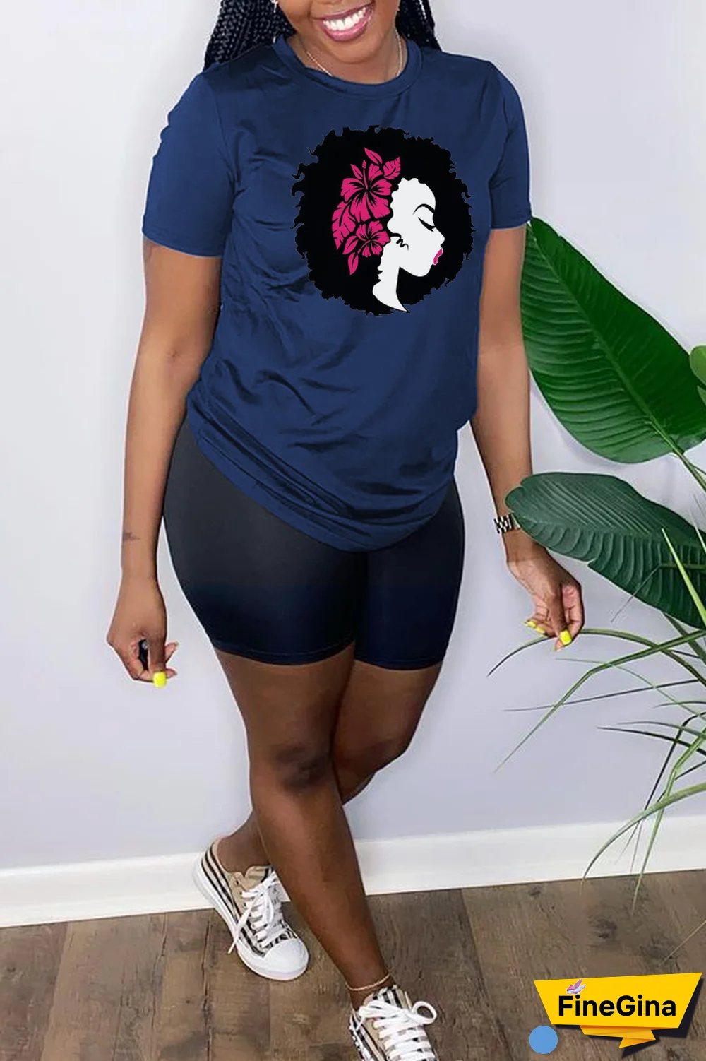 Black Casual Vintage Print Patchwork O Neck T-Shirts