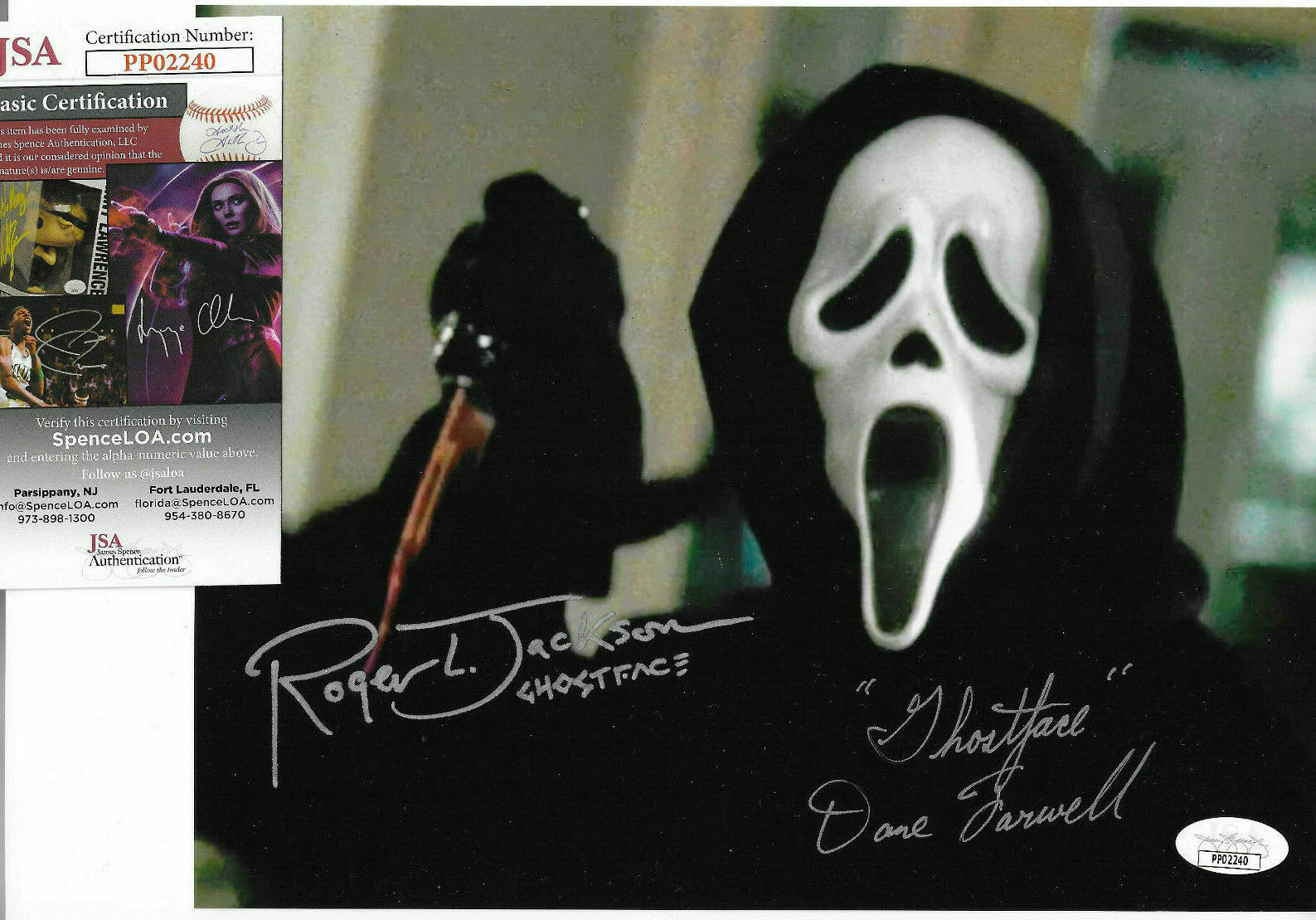 Roger L. Jackson, Dane Farwell Dual Signed 8x10 Photo Poster painting, Scream, Ghostface JSA COA