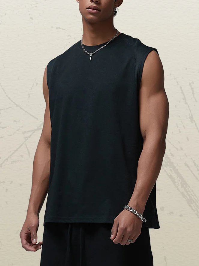 Men's Sports Round Neck Solid Color Workout Tank Top