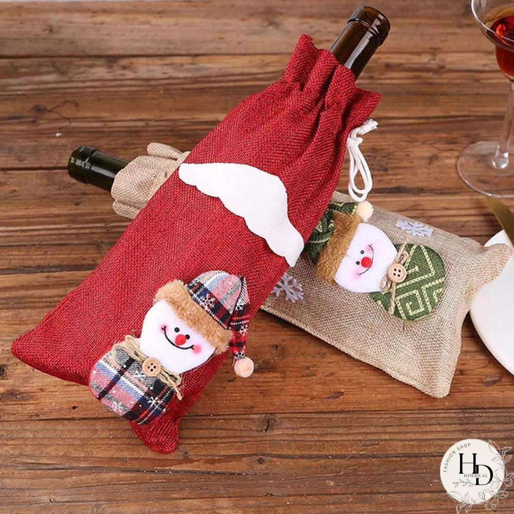Christmas Wine Bottle Cover Santa Claus Snowman Tableware For Christmas New Year Decorations
