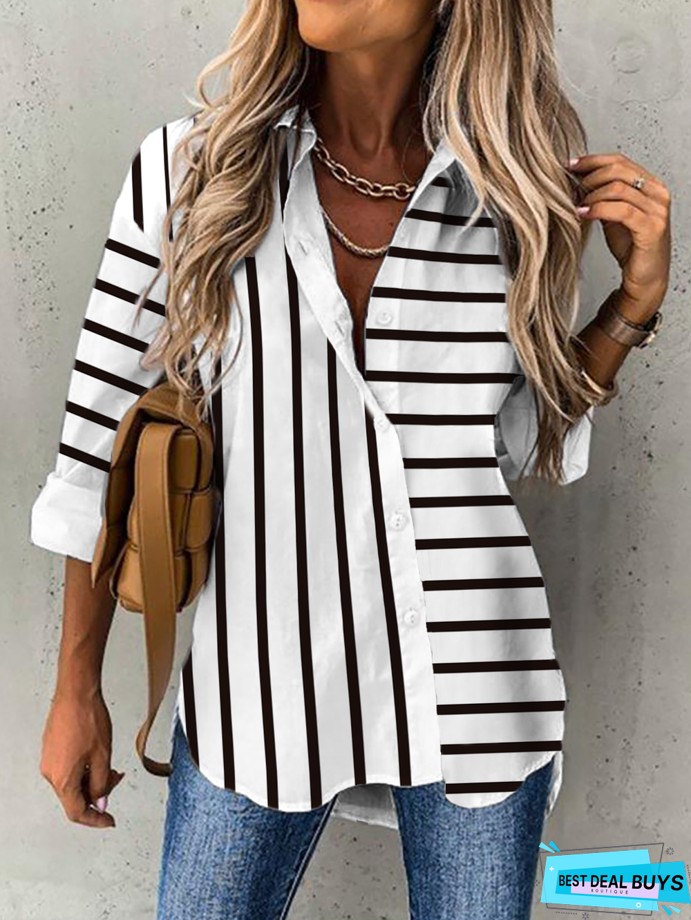 Striped Casual Tunic Blouse