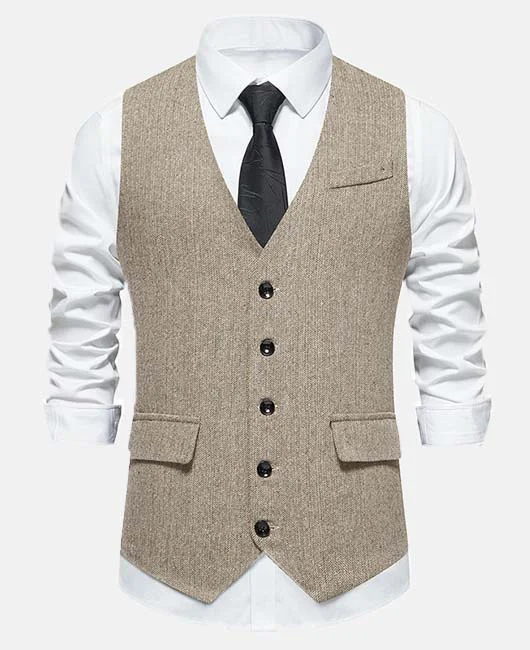 Business Solid Single Breasted Slim Fit Blazer Vest Okaywear