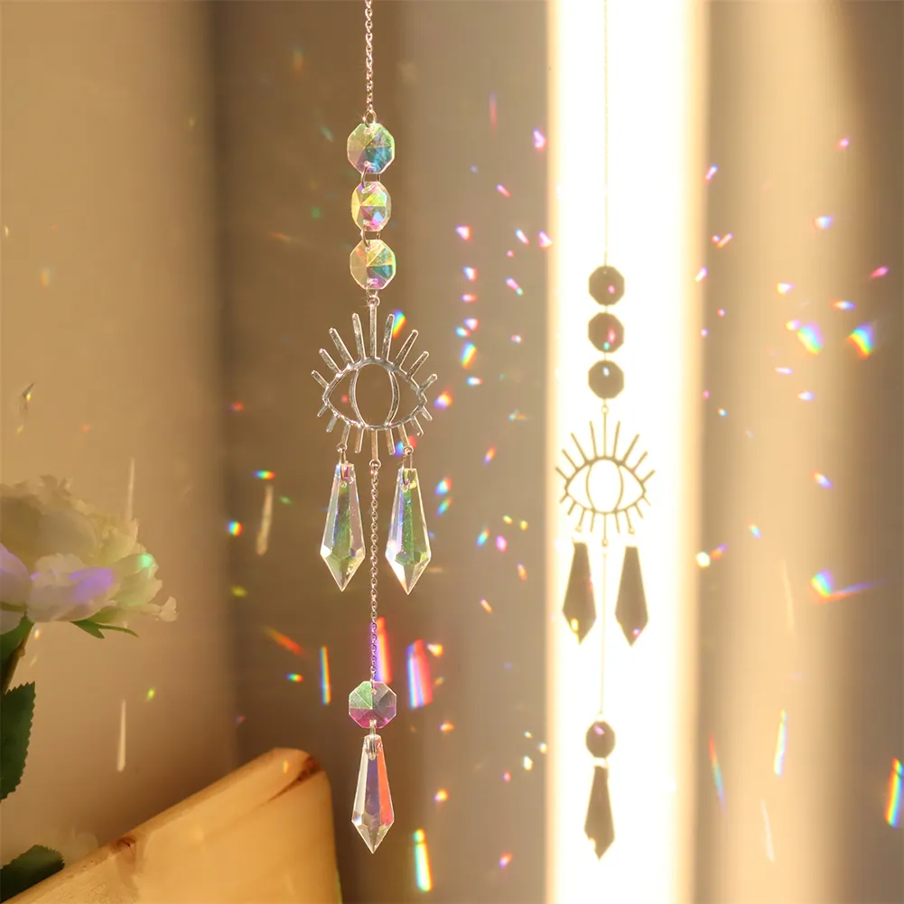 Wind Chime Crystal Light Catcher Butterfly Devil Eye Ornaments Home Decor