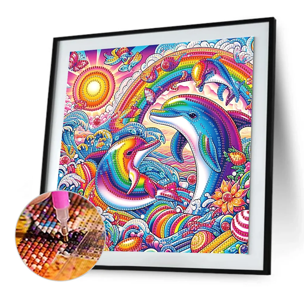 Diamond Painting - Partial Special Shaped Drill - Dolphin(Canvas|30*30cm)