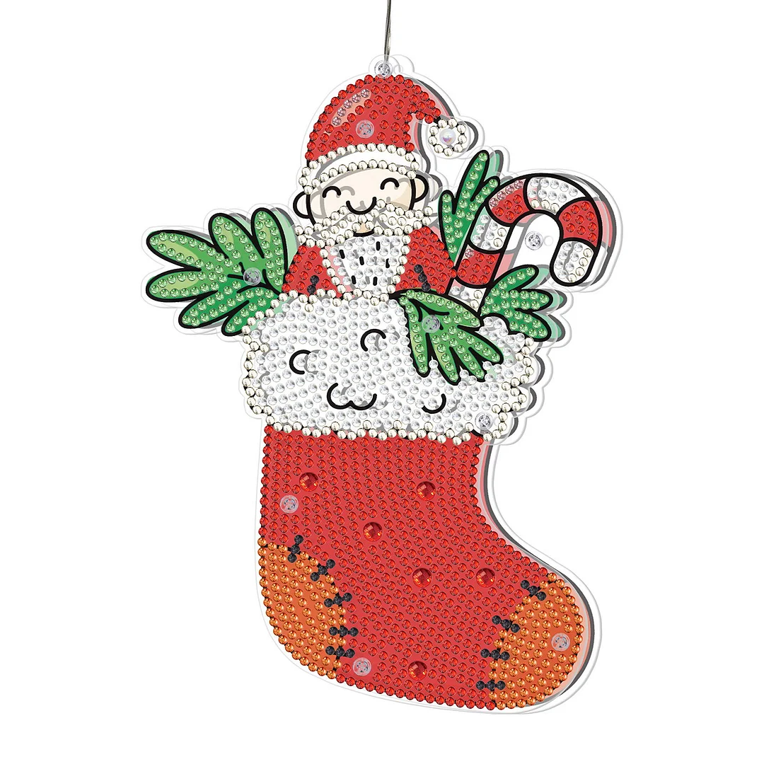 5D Christmas Diamond Painting Hanging Light Festive Rhinestone Lamp Pendant