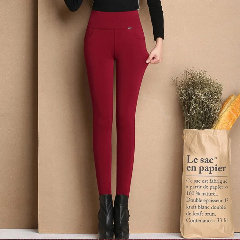 SVOKOR Lady Casual Winter Leggings Velvet Warm Leggings High Waist Pants Women Snow Hot Leggings Slimming S~2XL