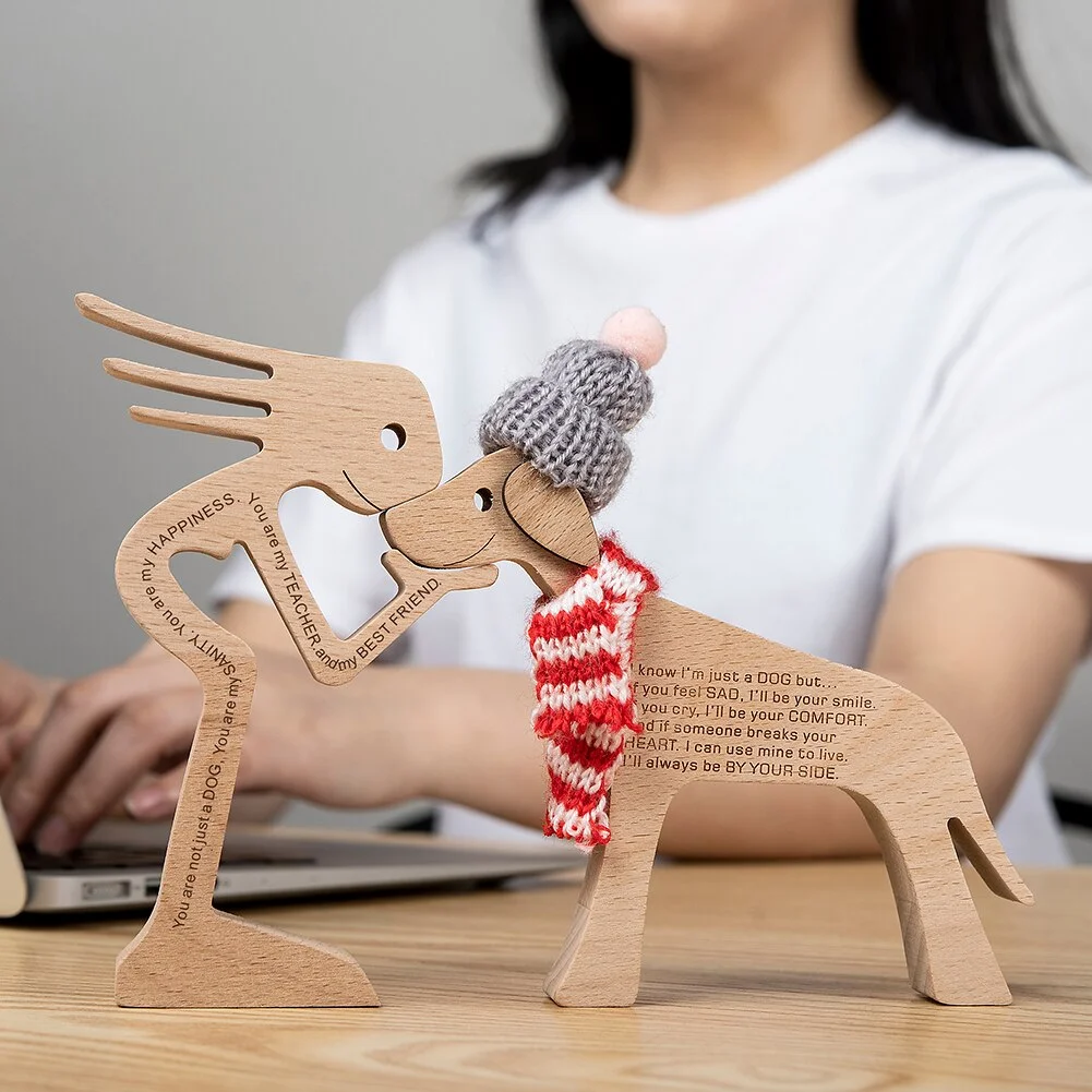 Wooden Dog Christmas Ornaments For Home Decor Craft Figurine New Year's Decor Creative Home Decoration Lovely Gift