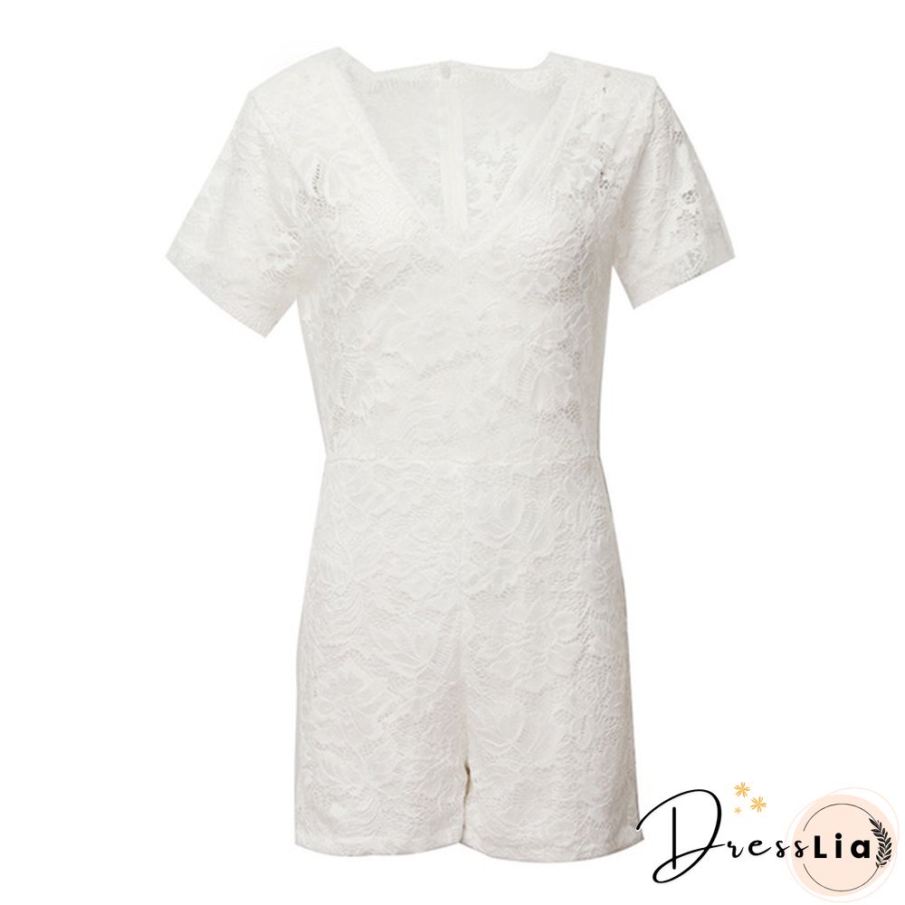 Women Playsuit Party Jumpsuit Romper Short Trousers Pants Clubwear Lace Sleeve
