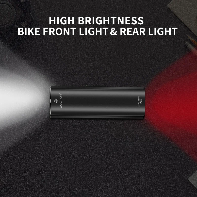 V20S-1000/1500 Gaciron Bicycle Headlight Waterproof 1500 Lumen LED USB Rechargeable Helmet Light LED Handlebar Lamp Cycling Safety Flashlight