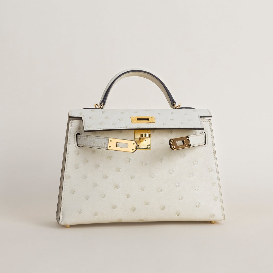 Mini Kelly II Ostrich 3C Parchemin GHW