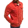 Giacca in denim casual da uomo con risvolto abbottonato