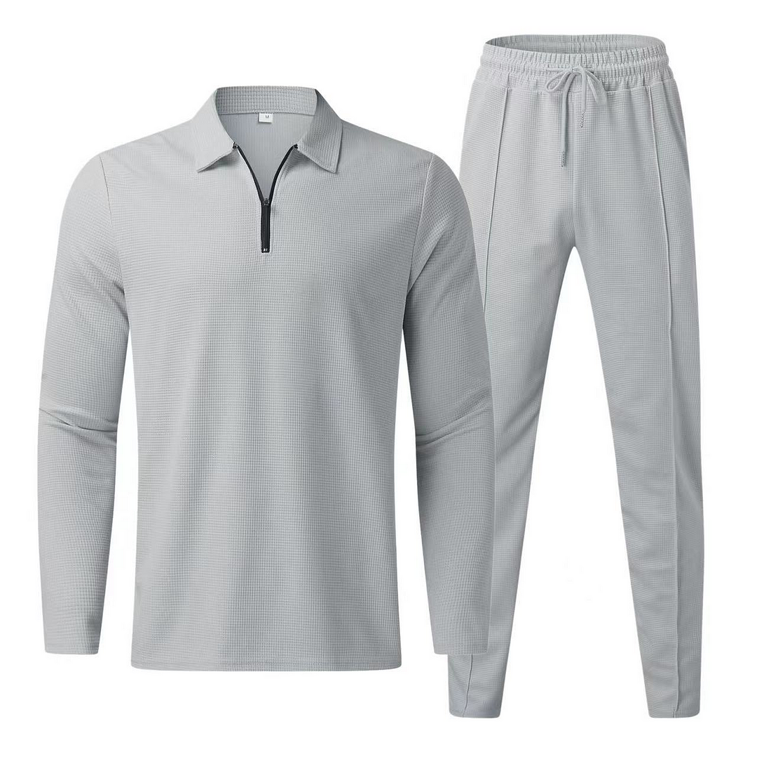 Men's two-piece sports and leisure long-sleeved trousers
