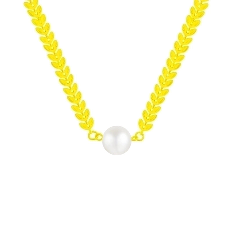 Basic Geometric Mother Pearl Shellfish Titanium Steel Pendant Necklace