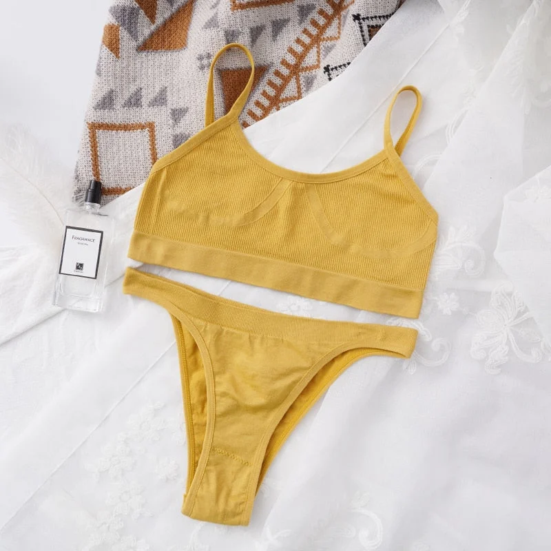 Women Bra Set Panties Sexy Push Up Bralette Female Seamless Underwear Tank Crop Tops Sports Lingerie Brassiere Set