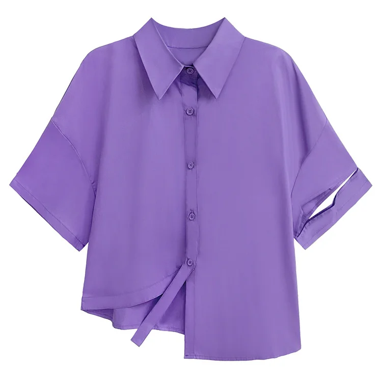 Original Design Irregular Short Sleeve Shirt - yankia