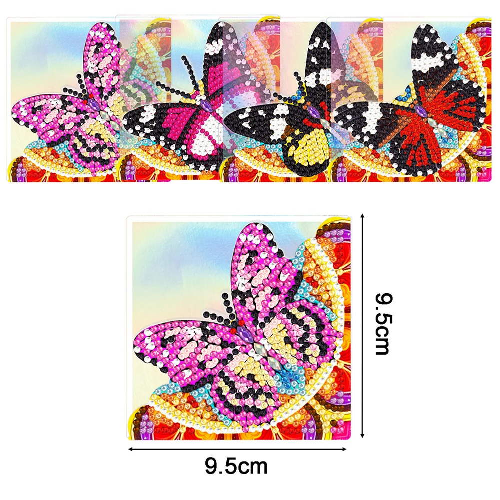 4pcs DIY Butterfly Special Shape+Round Diamond Painting Bookmark Kits Kits