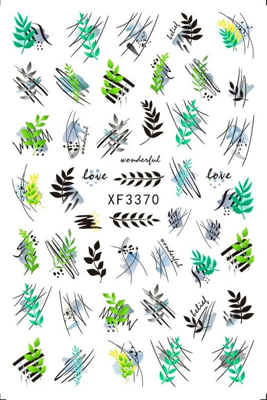 3D Nail Sticker Flowers Leaves Abstract Floral Decals And Sticker Nail Foils Slider Nail Art Decals Manicure Nails Accesories-Nail Inspo