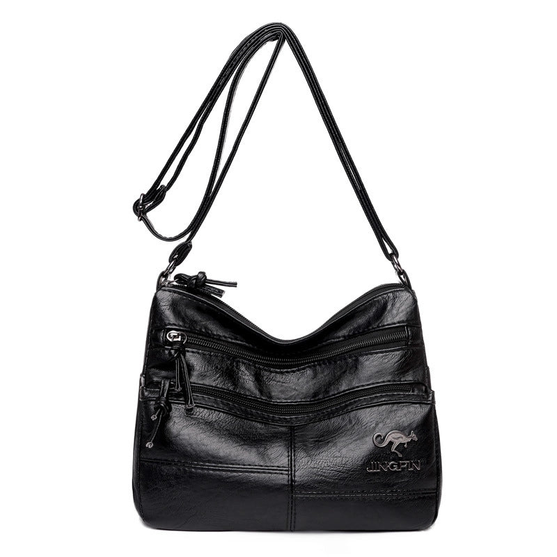 Women’s Medium Pu Leather Solid Color Basic Square Zipper Shoulder Bag Crossbody Bag