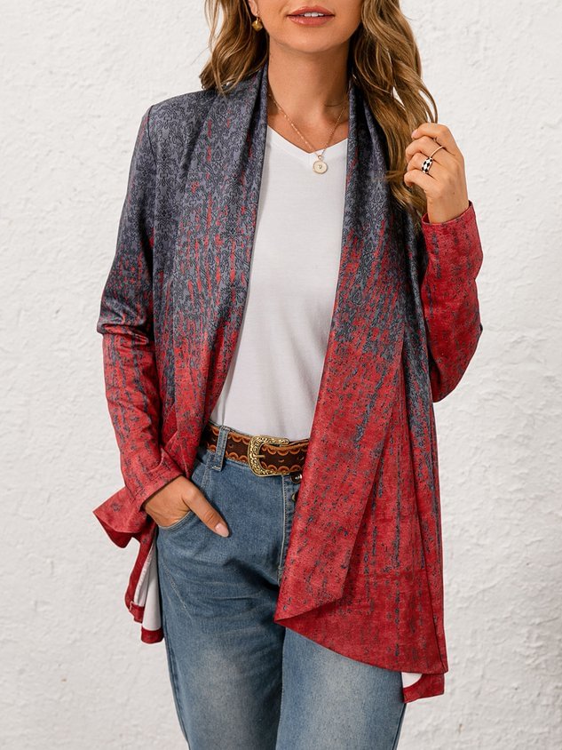 Loose Collarless Casual Cardigans
