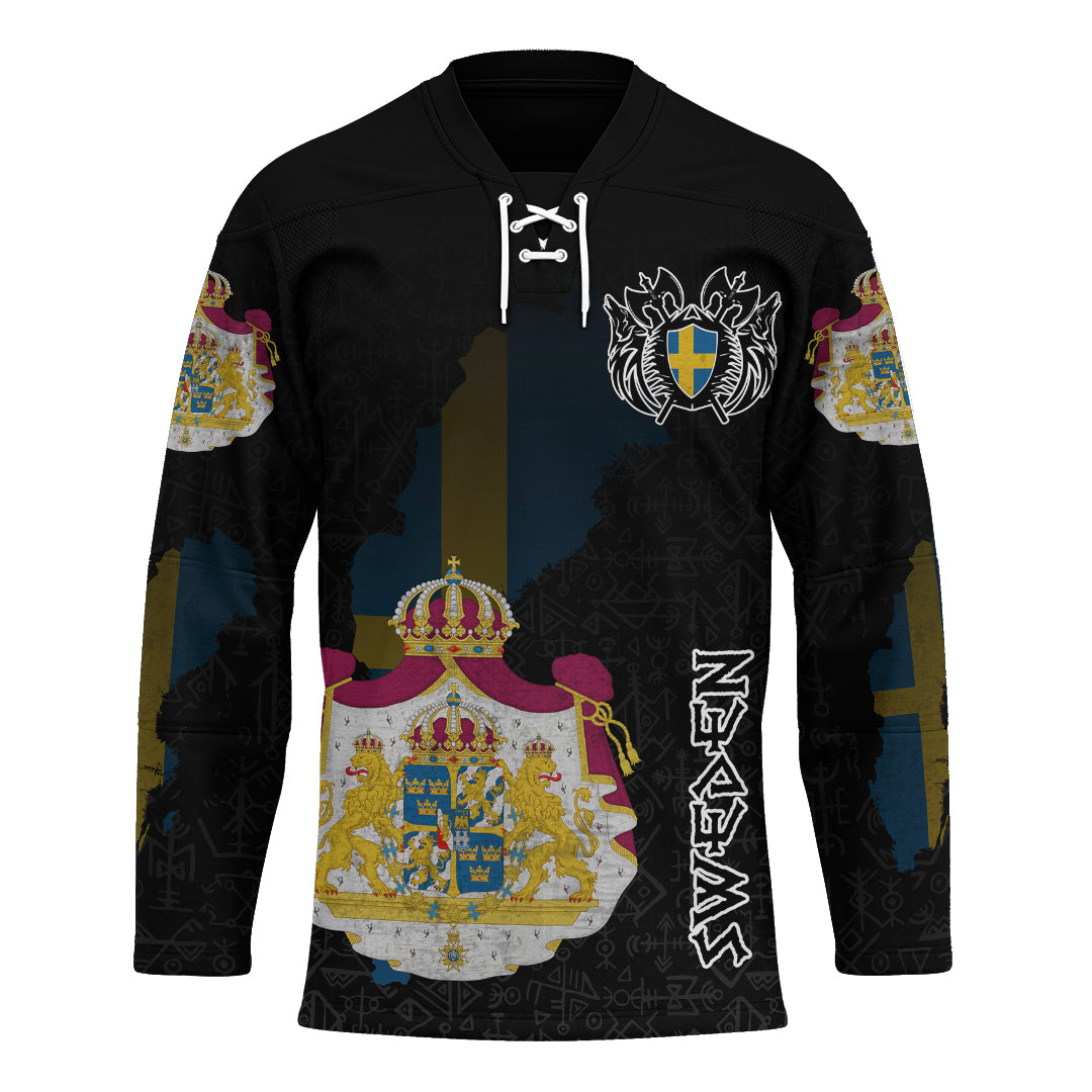 (Custom) Viking - Sweden Flag and Map Hockey Jersey style Viking Geri and Freki RLT12 mysite