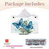 Blue Butterfly DIY PU Diamond Painting Tissue Box Kit Desktop Tissue Holder with Rhinestone Diamond Desk Decorative Tissue Box for Adults Desktop Storage Organizer