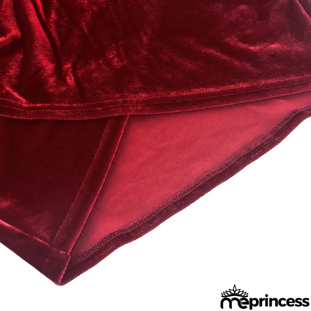 Sexy Velvet V Neck Long Sleeve Mini Dress