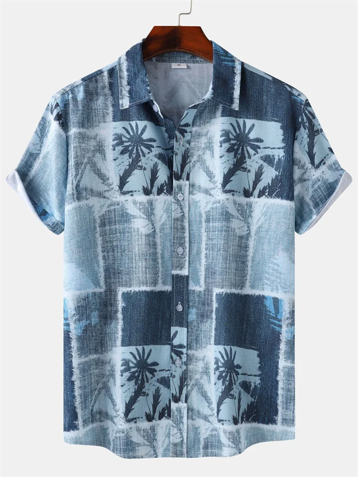 New Men's Hawaiian Style Beach Print Short Sleeve Shirt