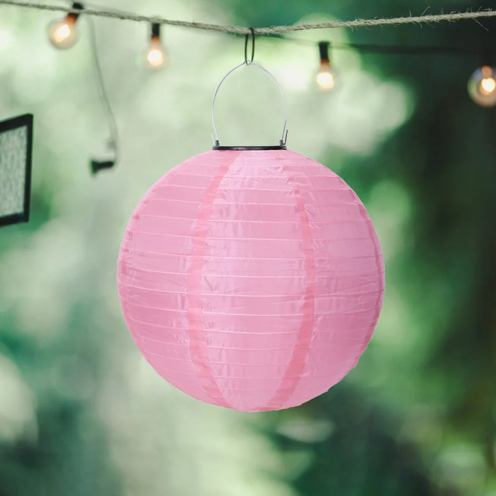 30cm Solar Hanging String Light Holiday Lantern LED China Lamp Decor (Pink)