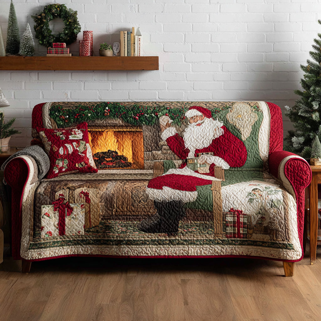 Santa Cheer Quilted Sofa Cover NCU0DV8356 everthome