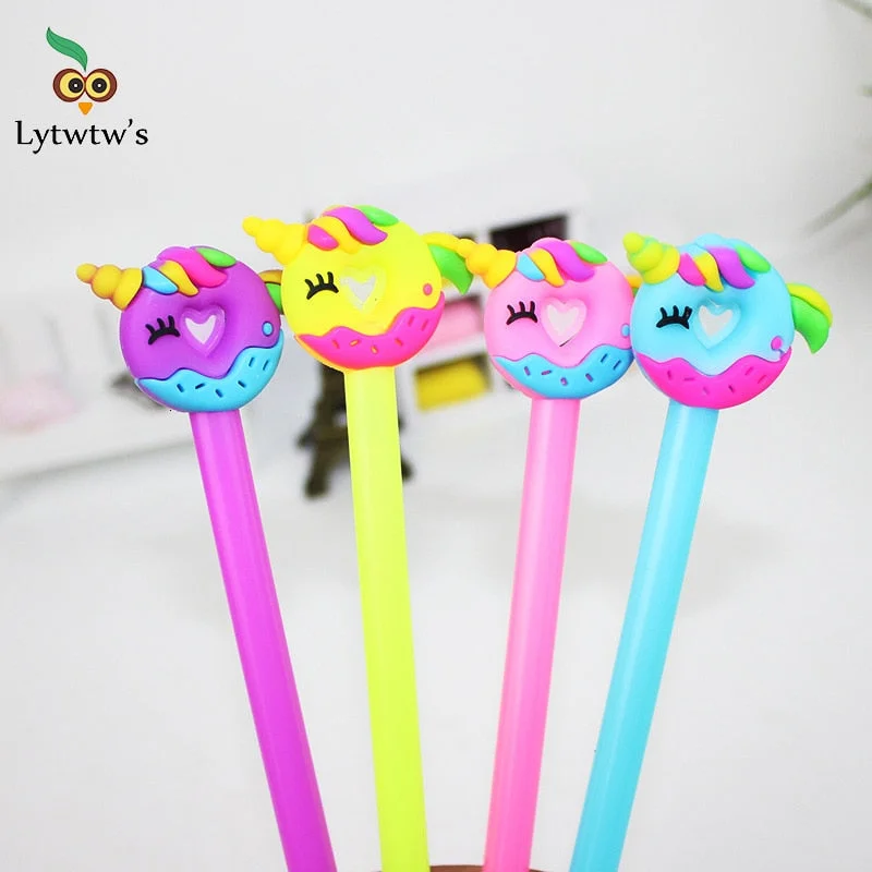 1 Pcs Lytwtw's Korean Cute Donuts Gel Pen School Office Kawaii Supply Unicorn Sweet Pretty Lovely Novelty Creative Stationery