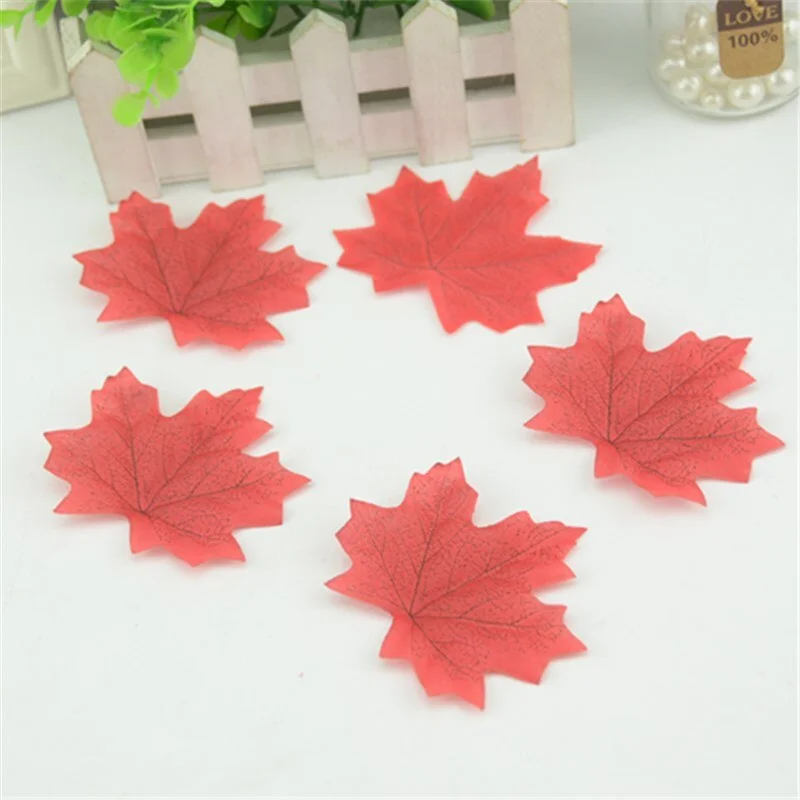 100pcs Artificial Silk Maple Leaves Multicolor Fake Flower Leaf For Wedding Decoration Background Scrapbooking Handcraft accesso