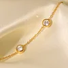 Simple Round Zircon 18K Golden Bracelet